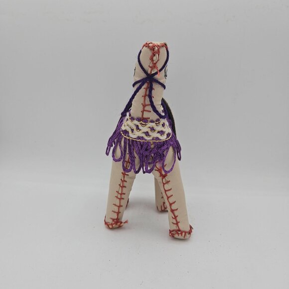 Handmade Fabric Camel Figurine With Colorful Embellished Saddle & Fringe - Picture 10 of 12
